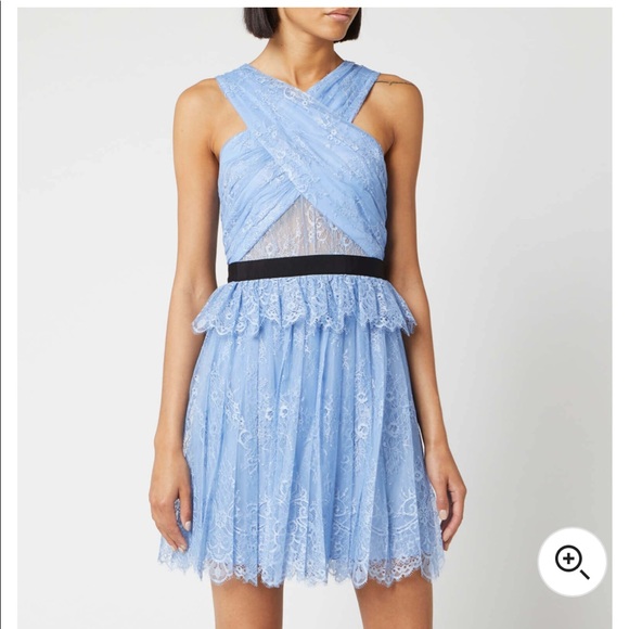 self portrait cross front fine lace dress